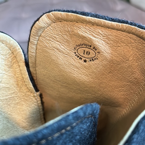 John Fluevog Truth double strap ankle boot. Brown saddle leather and grey wool. - Picture 7 of 10